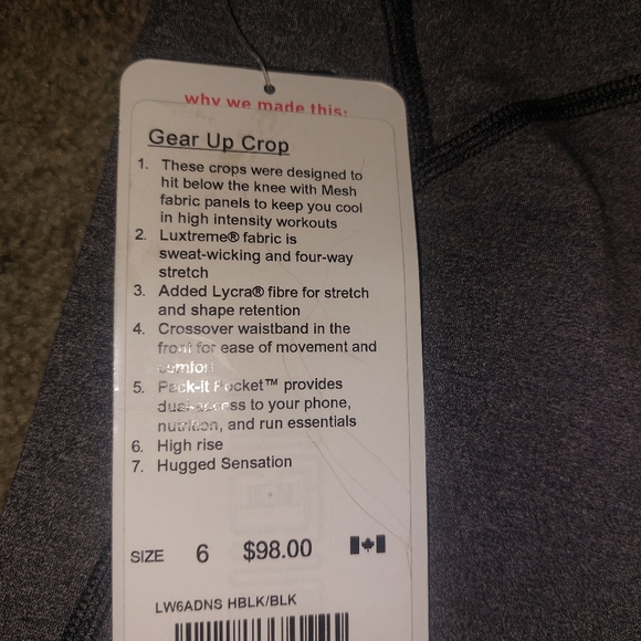 NWT Gear Up Crop 6 - Picture 6 of 6